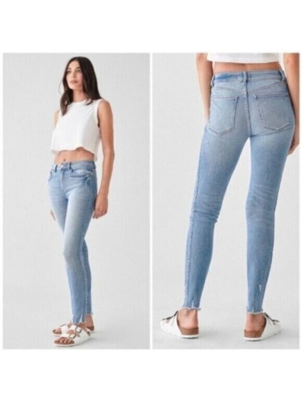 DL1961 Instasculpt Mid Rise Slim Jeans Preppy Casual Minimalist Light Wash